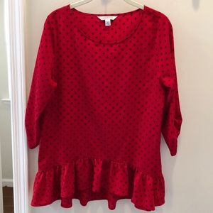Croft & Barrow tunic blouse red ruffle hem